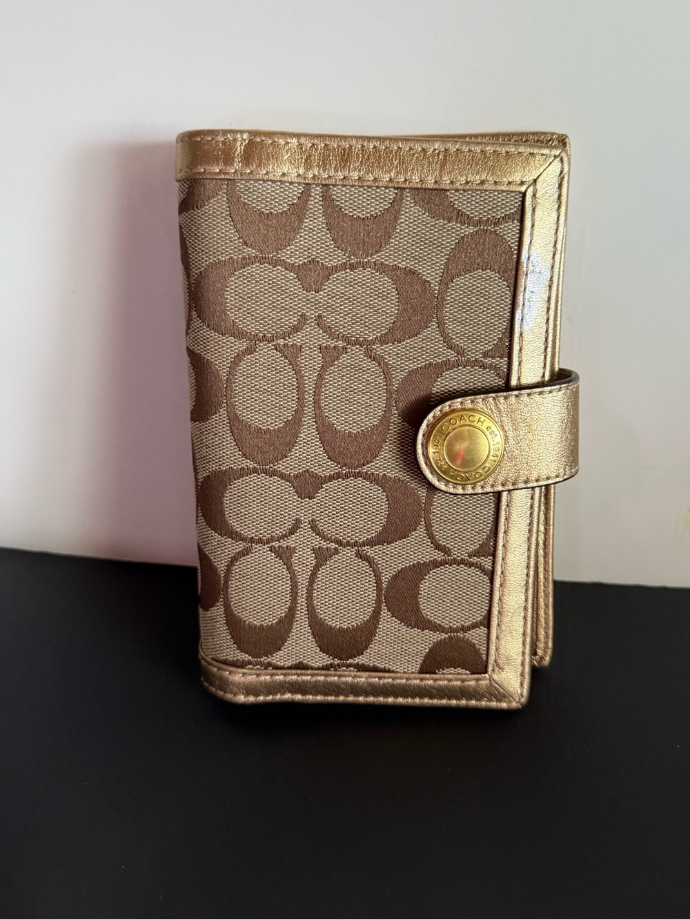 Coach Signature Pocketbook Planner Wallet Holder beige/brown